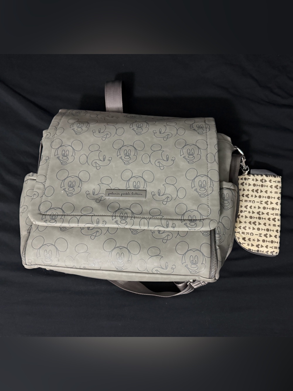Petunia Pickle Bottom Gray Mickey Outline Kids Backpack